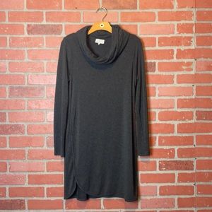 Lou & Grey Signaturesoft Longline Long Sleeve Gray Cowl Neck Dress S